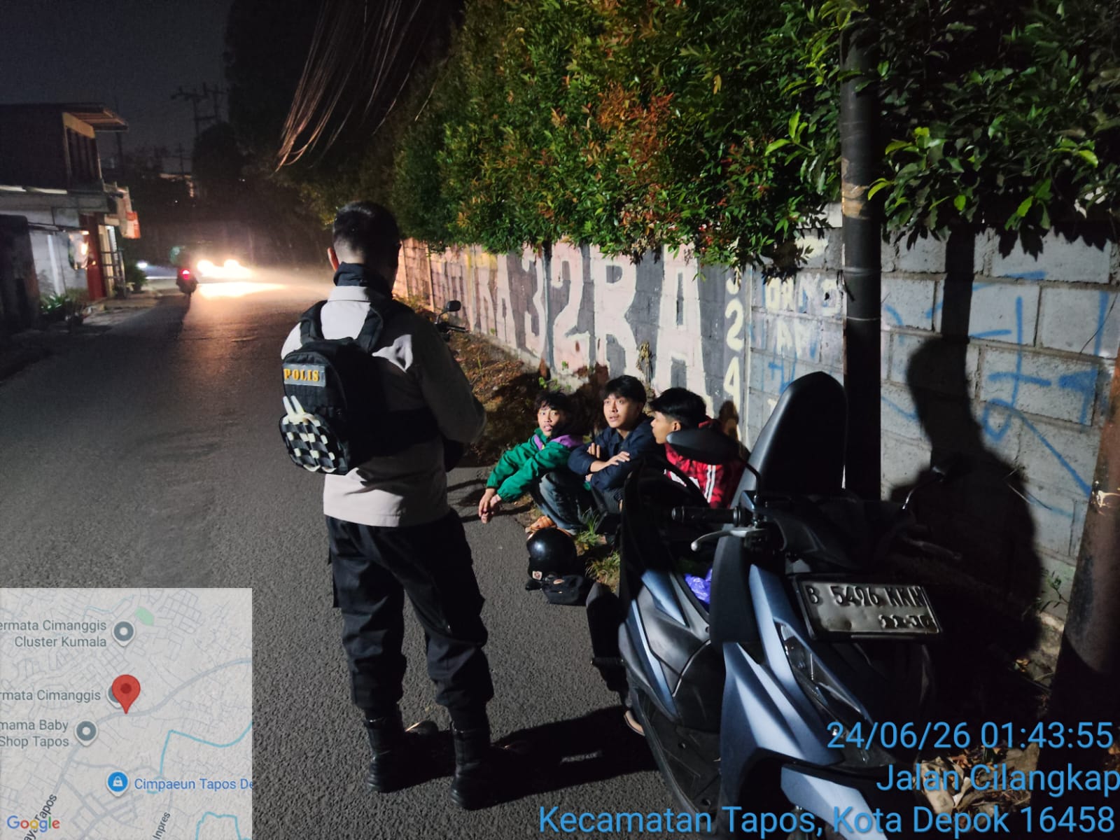 Patroli Perintis Presisi Tim 3 Polres Metro Depok Amankan Sejumlah Pemuda yang Diduga Hendak Tawuran